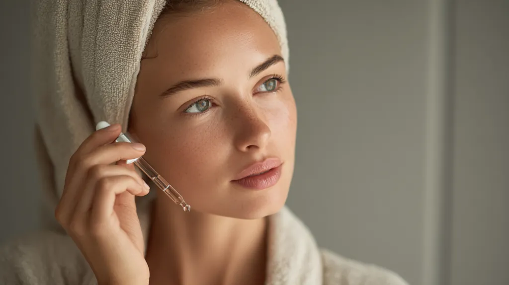 North American woman with cosmetics